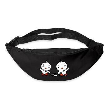 2 Birds Playing Hockey Sport Puck Two Stick - Bum bag - black - Front