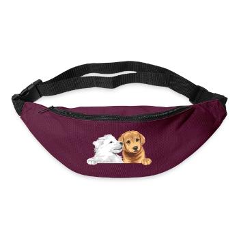 Weißer Schweizer Schäferhund und Golden Retriever - Gürteltasche - Burgunderrot - Vorne