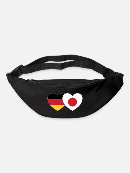 Germany Japan Flag Heart - Bum bag - black
