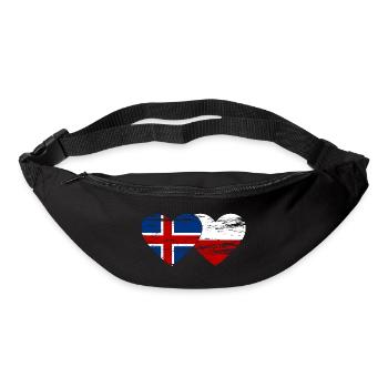 Iceland Poland flag heart used - Bum bag - black - Front