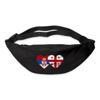 Serbie Géorgie Drapeau Coeur Utilisé - Sac banane - noir - Devant