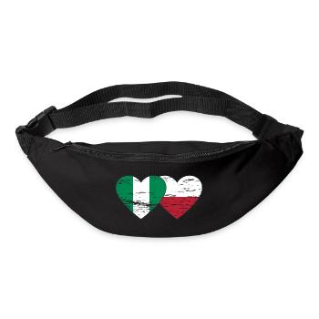 Drapeau du Nigeria Pologne coeur utilisé - Sac banane - noir - Devant