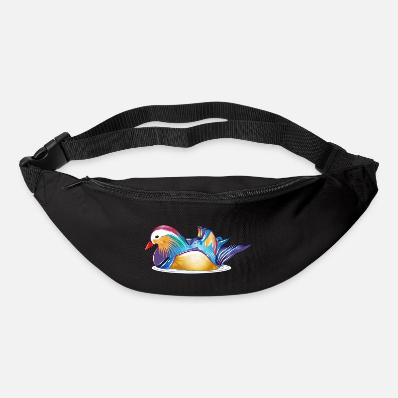 Bunte Mandarinente auf dem Wasser – bunte Eleganz - Gürteltasche - Schwarz