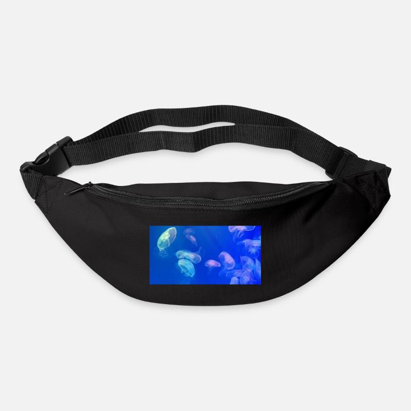 Motif de méduse bleue - Sac banane - noir