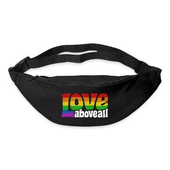 L’amour par-dessus tout | Design de la fierté arc-en-ciel - Sac banane - noir - Devant
