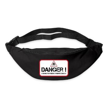 danger énorme couille sticker voiture - Sac banane - noir - Devant