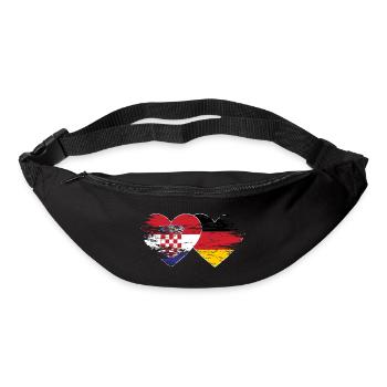 Croatia Germany flag used heart - Bum bag - black - Front