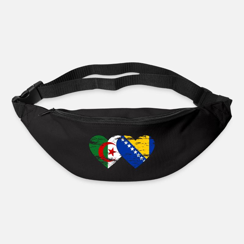 Algérie Bosnie drapeau coeur utilisé - Sac banane - noir