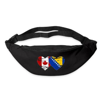 Canada Bosnie drapeau coeur utilisé - Sac banane - noir - Devant