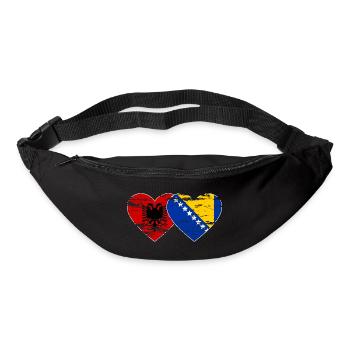 Albanie Bosnie drapeau coeur utilisé - Sac banane - noir - Devant