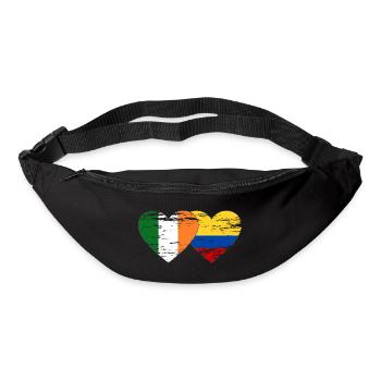 Irlande Colombie drapeau coeur utilisé - Sac banane - noir - Devant