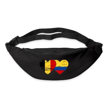 Belgique Colombie drapeau coeur utilisé - Sac banane - noir - Devant