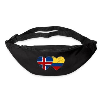 Iceland Colombia flag heart used - Bum bag - black - Front
