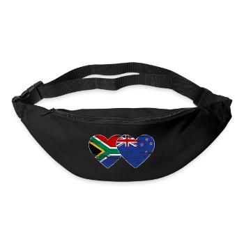 Afrique du Sud Nouvelle-Zélande drapeau coeur utilisé - Sac banane - noir - Devant