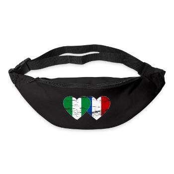 Drapeau du Nigeria France coeur utilisé - Sac banane - noir - Devant