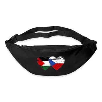 Palestine Czech Republic flag heart used - Bum bag - black - Front