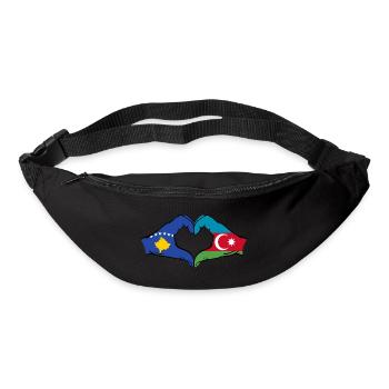 Kosovo Aserbaidschan Flagge Hände Herzform - Gürteltasche - Schwarz - Vorne