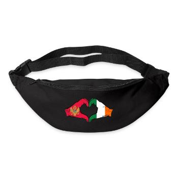 Monténégro Irlande Drapeau Mains Coeur Utilisé - Sac banane - noir - Devant