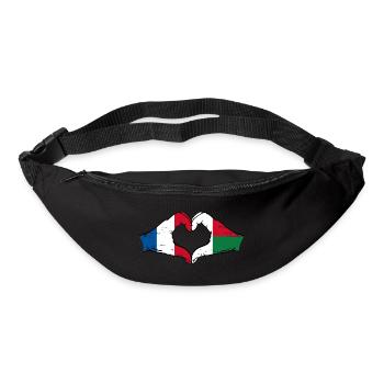 France Madagascar Drapeau Mains Coeur Forme Utilisé - Sac banane - noir - Devant