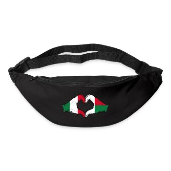 Italie Madagascar Drapeau Mains Coeur Forme Utilisé - Sac banane - noir - Devant