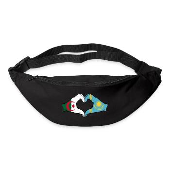 Algérie Kazakhstan Drapeau Mains Coeur Forme - Sac banane - noir - Devant