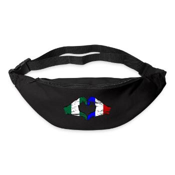 Nigeria France Drapeau Coeur Utilisé - Sac banane - noir - Devant