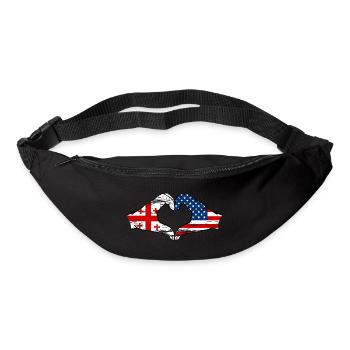 Géorgie États-Unis drapeau mains forme de coeur utilisé - Sac banane - noir - Devant