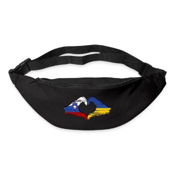 Slovenia Ukraine flag hands heart shape used - Bum bag - black - Front