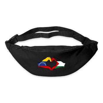 Venezuela Palestine drapeau mains forme de coeur - Sac banane - noir - Devant