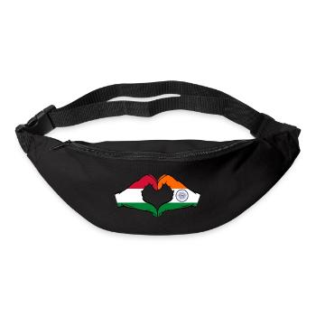 Hungary India Flag Hands Heart Shape - Bum bag - black - Front