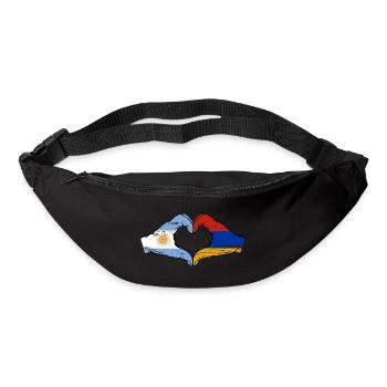 Argentina Armenia Flag Hands Heart Shape Used - Bum bag - black - Front