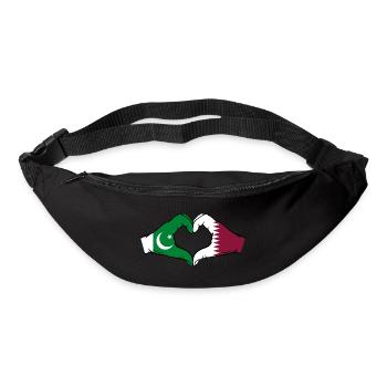 Pakistan Qatar Flag Hands Heart Shape - Bum bag - black - Front