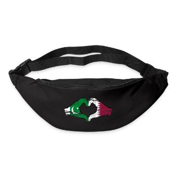 Drapeau du Pakistan Qatar mains forme de coeur utilisé - Sac banane - noir - Devant