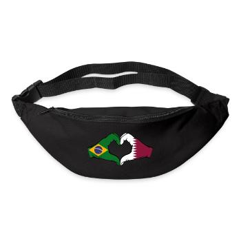 Brazil Qatar flag hands heart shape - Bum bag - black - Front