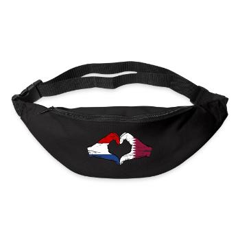 Hollande Qatar drapeau mains forme de coeur utilisé - Sac banane - noir - Devant