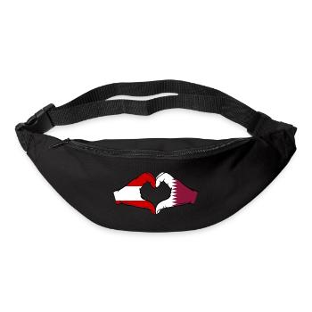Österreich Katar Flagge Hände Herzform - Gürteltasche - Schwarz - Vorne
