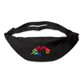 Afrique du Sud Angola Drapeau Mains Coeur Forme - Sac banane - noir - Devant