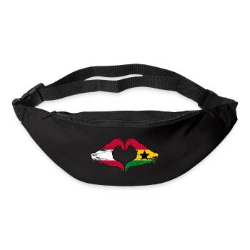 Austria Ghana flag hands heart shape used - Bum bag - black - Front