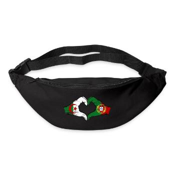 Algérie Portugal Drapeau Mains Coeur Forme Utilisé - Sac banane - noir - Devant
