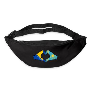 Bosnien Kasachstan Flagge Hände Herzform - Gürteltasche - Schwarz - Vorne