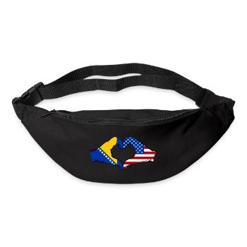 Bosnia USA Flag Hands Heart Shape - Bum bag - black - Front