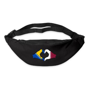 Bosnia Qatar Flag Hands Heart Shape - Bum bag - black - Front
