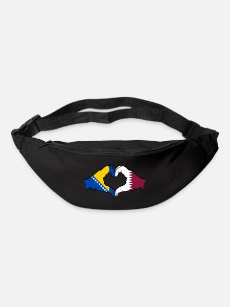Bosnien Katar Flagge Hände Herzform - Gürteltasche - Schwarz