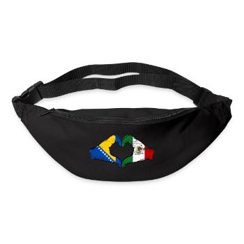 Bosnie Mexique drapeau mains forme de coeur utilisé - Sac banane - noir - Devant