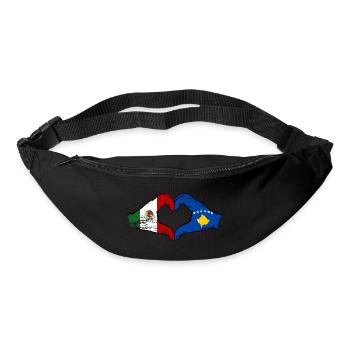 Mexico Kosovo flag hands heart shape used - Bum bag - black - Front