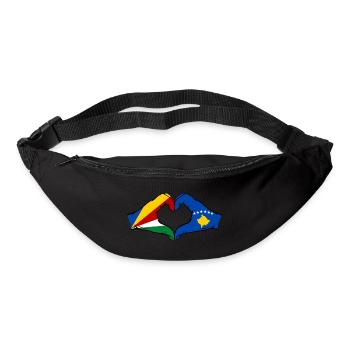 Seychellen Kosovo Flagge Hände Herzform - Gürteltasche - Schwarz - Vorne
