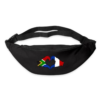 Afrique du Sud France Drapeau Mains Coeur Forme - Sac banane - noir - Devant