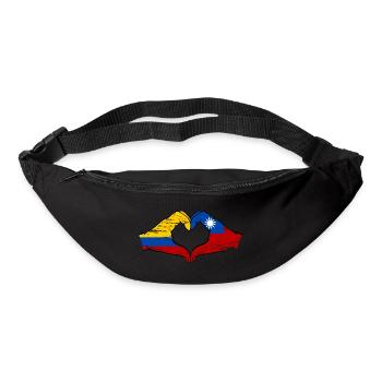 Colombie Taïwan drapeau mains forme de coeur utilisé - Sac banane - noir - Devant