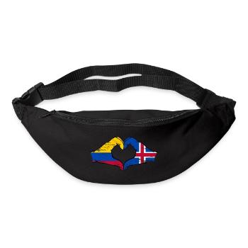 Colombia Iceland flag hands heart shape used - Bum bag - black - Front