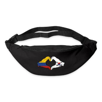Colombie Corée du Sud drapeau mains forme de coeur utilisé - Sac banane - noir - Devant